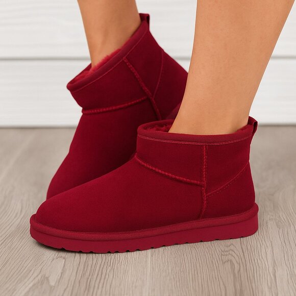 NEW LAMO Winter White Suede Kora Short Ankle Boots for women in red 1025 3m2 - Picture 1 of 5